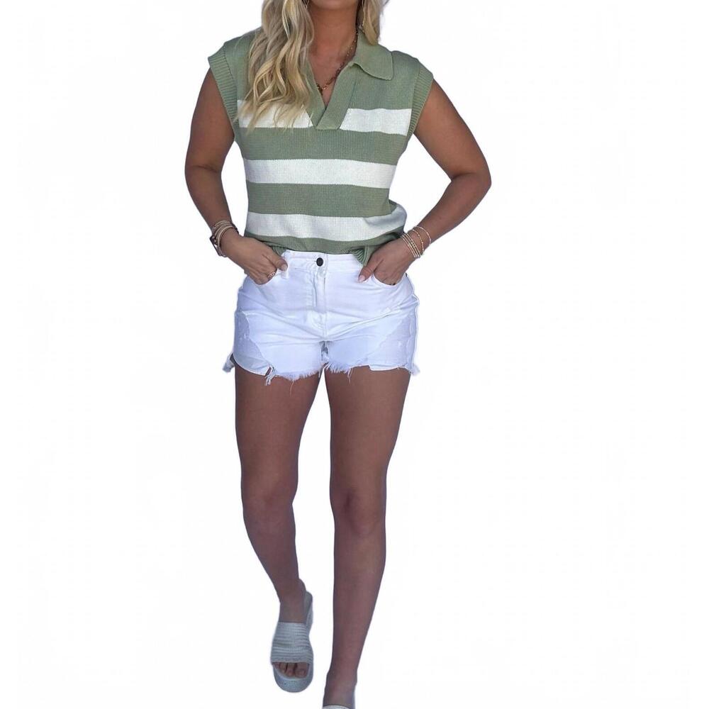 NEW IN FEBRUARY bailee striped sweater in green & white